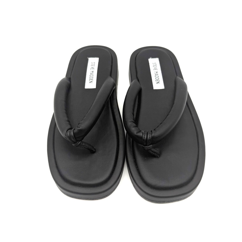 Y2K Steve Madden Black Platform Thong Sandals Flip Flops EU 38 NWOT